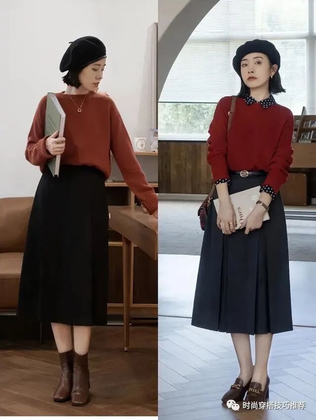 秋天怎么搭配衣服显温柔?穿上针织衫+半身裙 做个温柔的小女人(3)