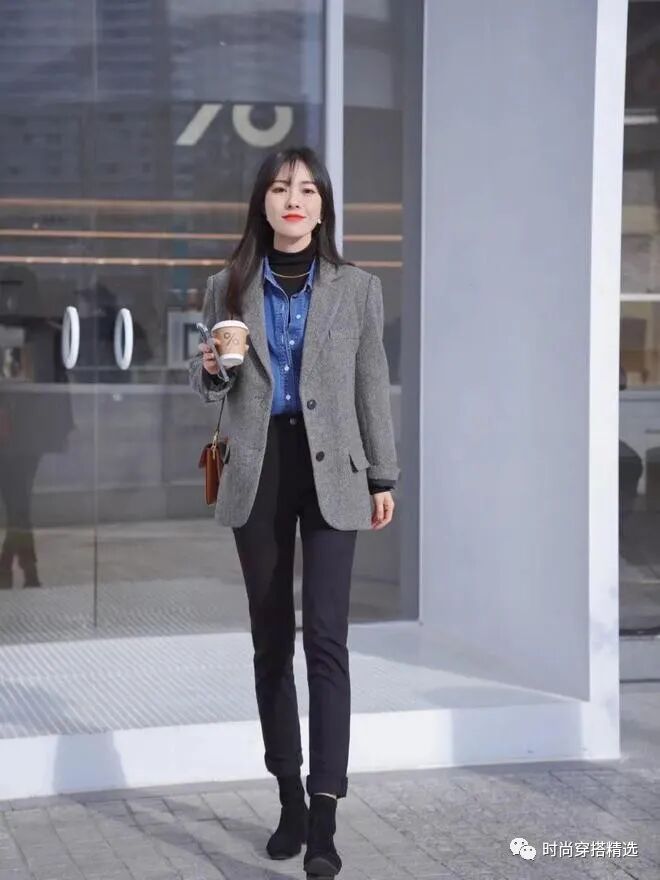 西装外套搭配牛仔裤好看吗 今秋女生这样穿 成熟又优雅!(3)